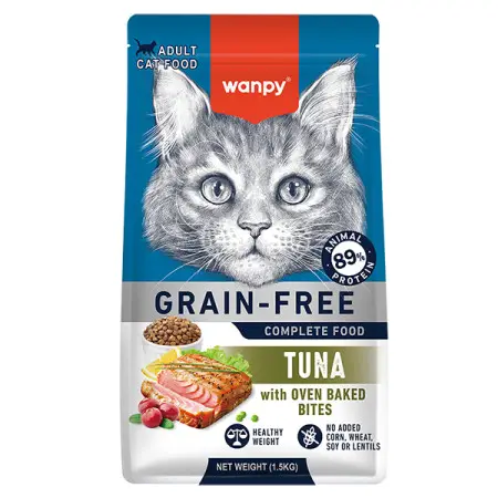 Сухий беззерновий корм Wanpy Adult Cat Grain Free Tuna для дорослих котів з тунцем 1,5 кг
