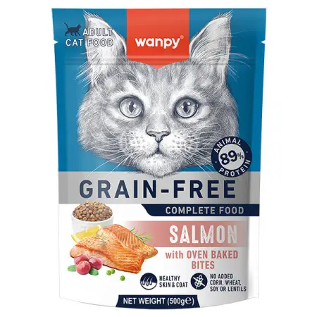 Сухий беззерновий корм Wanpy Sterilized Cat Grain Free Salmon & Tuna для стерилізовних котів з лососем та тунцем 500 г