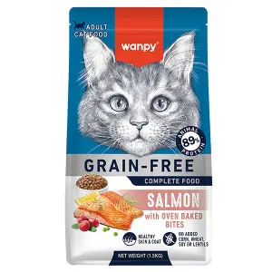 Сухий беззерновий корм Wanpy Adult Cat Grain Free Salmon для дорослих котів з лососем 1,5 кг