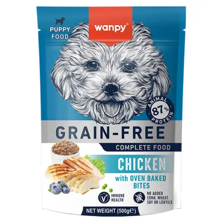 Сухий беззерновий корм Wanpy Puppy Dog Grain Free Chicken для цуценят всіх порід з куркою 500 г