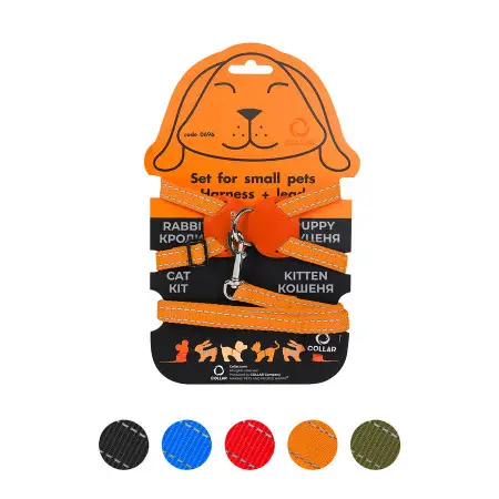 Шлея Dog Extreme нейлоновая на планшете для кроликов (ширина 14мм, В:30-45см) оранжевый