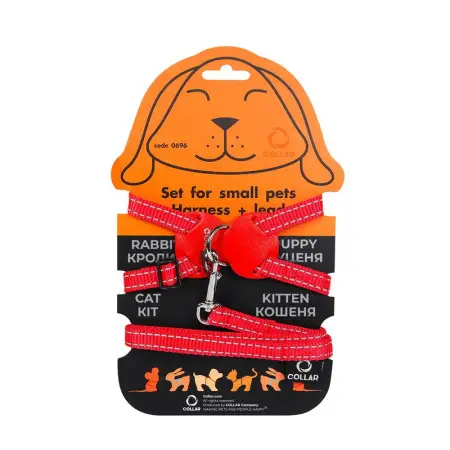 Шлея Dog Extreme нейлоновая на планшете для кроликов (ширина 15мм, В:30-45см) красный
