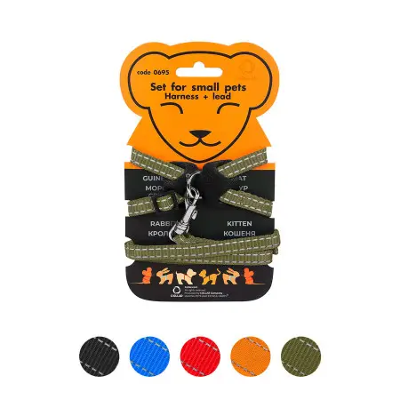 Шлея Dog Extreme нейлоновая на планшете для мор.свинок, декор.крыс (ширина 10мм, В:22-29см) хаки
