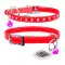 Ошейник WAUDOG Glamour с резинкой, клей.стразами для кошек (ширина 9мм, длина 22-30см) красный