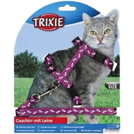 Шлейка з повідцем Trixie для котів, з котами, нейлон, 27-45 см/10 мм (кольори в асортименті)