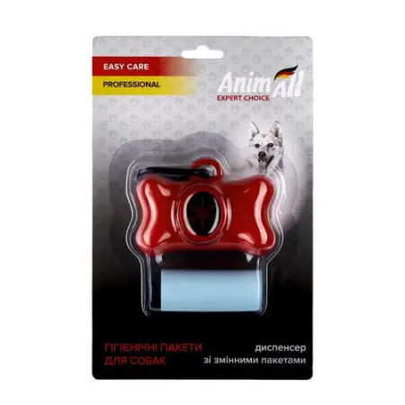 AnimAll диспенсер зі змінними пакетами 1 рулон/ 15 штук червоний, MA6601