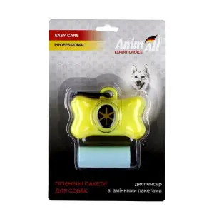 AnimAll диспенсер зі змінними пакетами 1 рулон/15 штук жовтий, MA6601