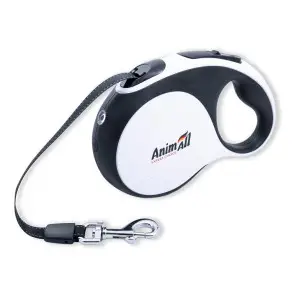 AnimAll рулетка-повідець L до 50 кг/5 метрів біла-чорна з LED ліхтариком, MS7016-5M