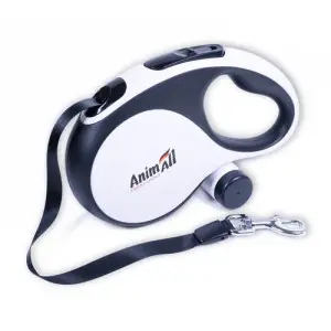 AnimAll рулетка-повідець з диспенсером L до 50 кг/5 метрів біла, MS7016-B, (Х/24/Х)
