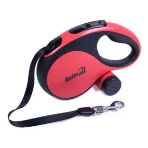 AnimAll рулетка-повідець з диспенсером М до 30 кг/5 метрів червона, MS7016-B, (Х/24/Х)