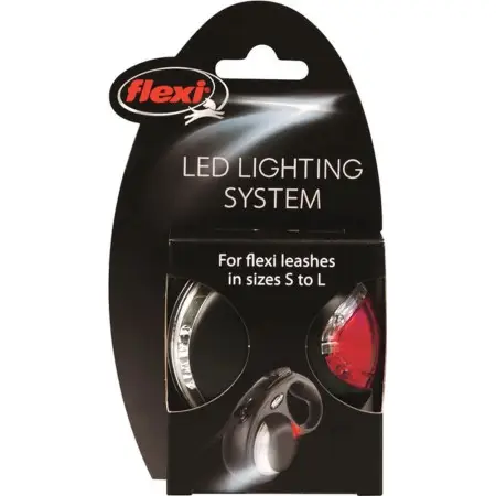 Ліхтарик на рулетку-повідець Flexi LED світлодіодний Чорний