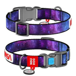 Нашийник для собак нейлоновий WAUDOG Nylon з QR паспортом, малюнок "NASA21", пластиковий фастекс, XL,Ш 25 мм, Д 37-58 см