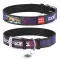 Ошейник для собак кожаный WAUDOG Design с QR паспортом, рисунок Космос. Ракетостроение, M, Ш 20 мм, Дл 30-39 см черный