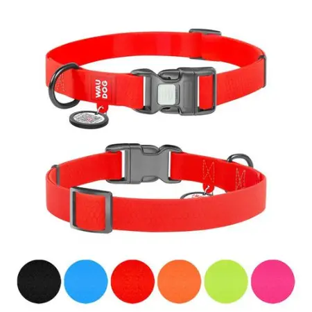 Ошейник для собак водостойкий WAUDOG Waterproof c QR-паспортом, пластиковая пряжка-фастекс, Ш 15 мм, Дл 25-35 см красный