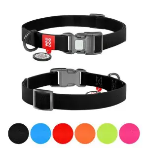 Ошейник для собак водостойкий WAUDOG Waterproof c QR-паспортом, пластиковая пряжка-фастекс, Ш 15 мм, Дл 25-35 см черный