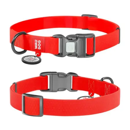 Ошейник для собак водостойкий WAUDOG Waterproof c QR-паспортом, пластиковая пряжка-фастекс, Ш 25 мм, Дл 34-49 см красный