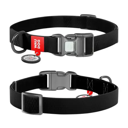 Ошейник для собак водостойкий WAUDOG Waterproof c QR-паспортом, пластиковая пряжка-фастекс, Ш 25 мм, Дл 34-49 см черный