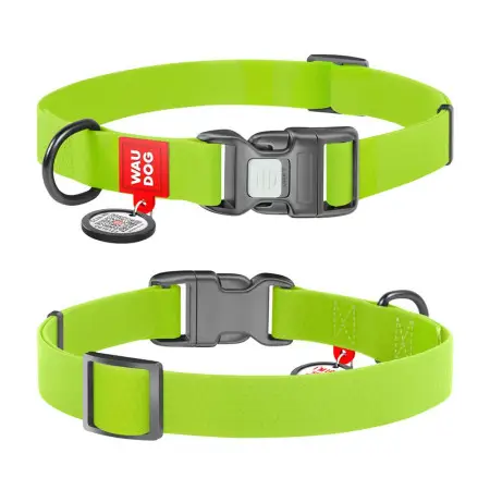 Ошейник для собак водостойкий WAUDOG Waterproof c QR-паспортом, пластиковая пряжка-фастекс, Ш 25 мм, Дл 38-58 см салатовый