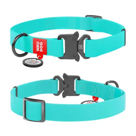 Ошейник для собак водостойкий WAUDOG Waterproof c QR-паспортом, светящийся, металлическая пряжка-фастекс, Ш 25 мм, Дл 38-58 см