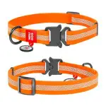Ошейник для собак водостойкий WAUDOG Waterproof с QR-паспортом, светоотражающий, металлическая пряжка-фастекс, M, Ш 20 мм, Дл 28-40 см оранжевый