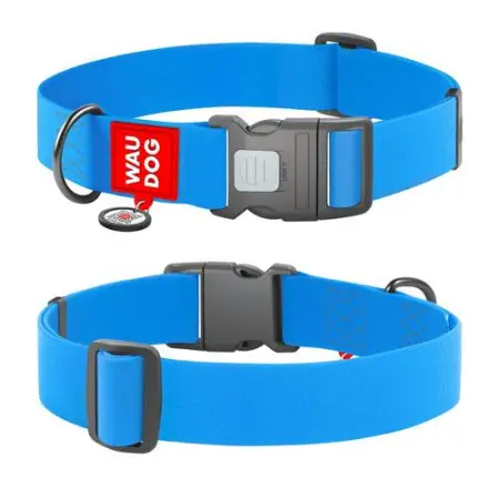 Ошейник для собак водостойкий WAUDOG Waterproof c QR паспортом, пластиковый фастекс, XXL, Ш 40 мм, Дл 46-70 см, голубой