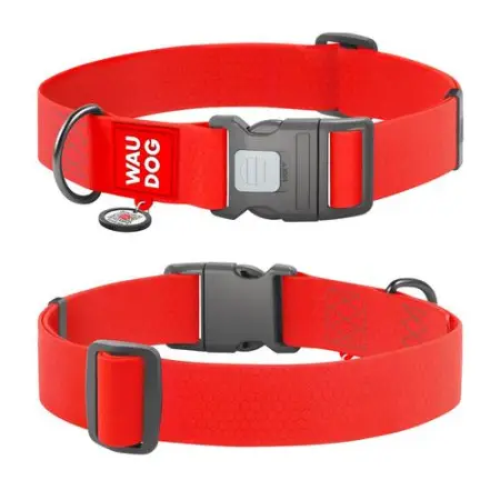 Ошейник для собак водостойкий WAUDOG Waterproof c QR паспортом, пластиковый фастекс, XXL, Ш 40 мм, Дл 46-70 см, красный