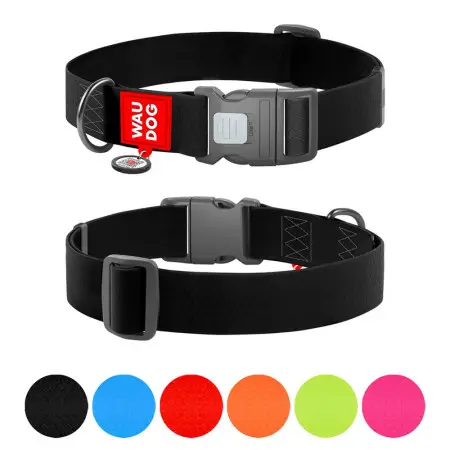 Ошейник для собак водостойкий WAUDOG Waterproof c QR паспортом, пластиковый фастекс, XXL, Ш 40 мм, Дл 46-70 см, черный