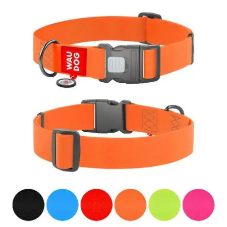 Ошейник для собак водостойкий WAUDOG Waterproof c QR паспортом, пластиковый фастекс, XXL, Ш 40 мм, Дл 46-70 см, оранжевый