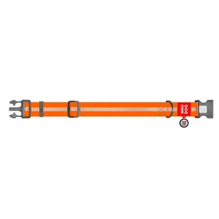 Ошейник для собак водостойкий WAUDOG Waterproof с QR паспортом, светоотражающий, пластиковый фастекс, XXL, Ш 40 мм, Дл 46-70 см, оранжевый