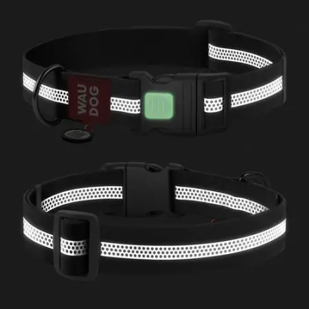 Ошейник для собак водостойкий WAUDOG Waterproof с QR паспортом, светоотражающий, пластиковый фастекс, XXL, Ш 40 мм, Дл 46-70 см, серый