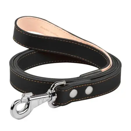 Поводок CoLLaR двойной с прошивкой (ширина 25мм, длина 122см) черный
