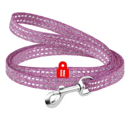Поводок для котов и мелких пород собак из восстановленного хлопка WAUDOG Re-cotton светоотражающий, XS, Ш 10 мм, Дл 200 см фиолетовый