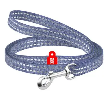 Поводок для котов и мелких пород собак из восстановленного хлопка WAUDOG Re-cotton светоотражающий, XS, Ш 10 мм, Дл 200 см синий