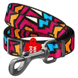 Повідець для собак нейлоновий WAUDOG Nylon, малюнок "Графіті", регульований, Ш 20 мм, Дов 152-183 см