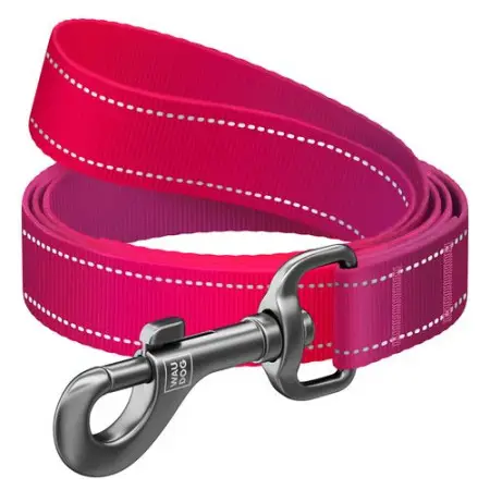 Поводок для собак нейлоновый WAUDOG Nylon Mono светоотражающий, S, Ш 15 мм, Дл 300 см, розовый