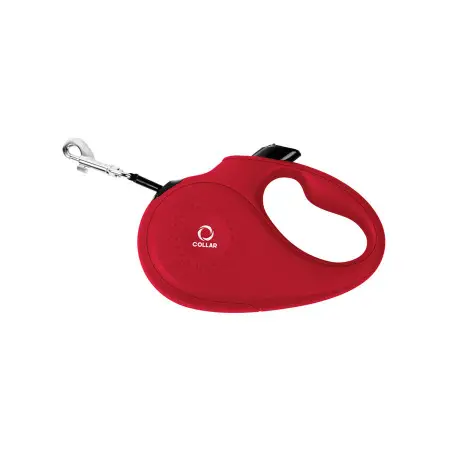Поводок-рулетка CoLLaR для собак, размер M, 25 кг, 5 м, светоотражающая лента, красный