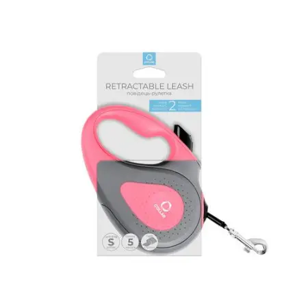 Повідець-рулетка CoLLaR для собак, розмір S, 15 кг, 5 м, світловідбивна стрічка, рожевий