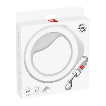 Поводок-рулетка для собак WAUDOG R-leash, круглая, XS-M, до 40 кг, 2,9 м, светоотражающая лента белый