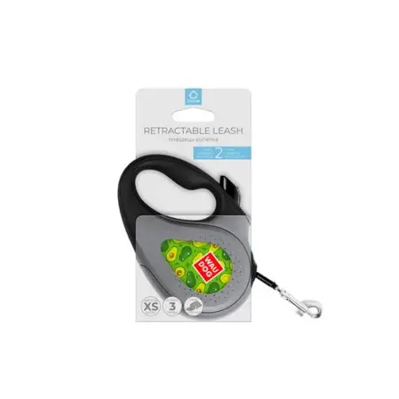 Повідець-рулетка для собак WAUDOG R-leash, малюнок "Авокадо", XS, до 12 кг, 3 м, світловідбиваюча стрічка чорний
