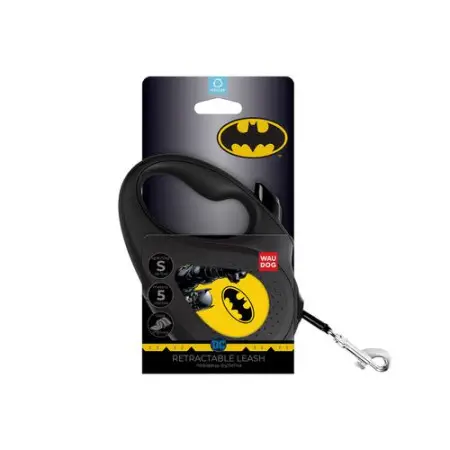 Поводок-рулетка для собак WAUDOG R-leash, рисунок Бэтмен Желтый, S, до 15 кг, 5 м, светоотражающая лента черный
