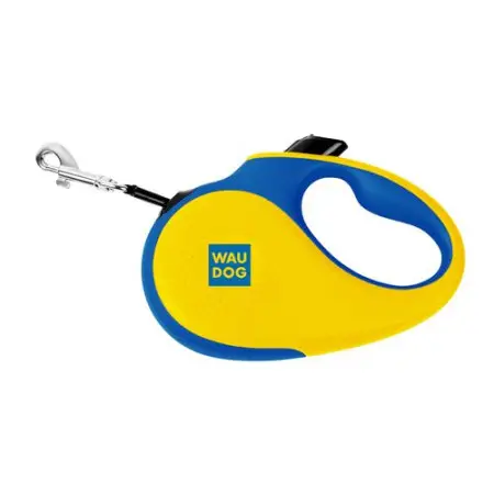 Поводок-рулетка для собак WAUDOG R-leash, рисунок Colors of freedom, L, до 50 кг, 5 м, светоотражающая лента
