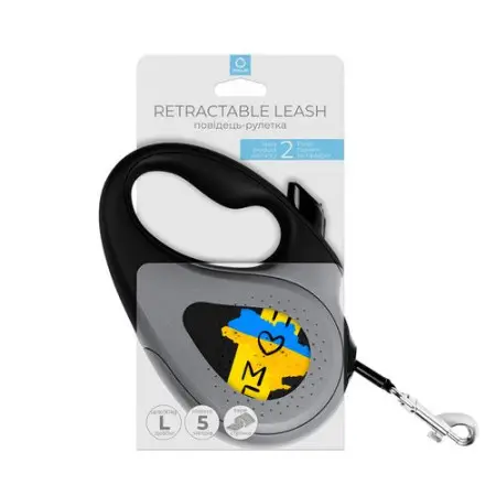 Поводок-рулетка для собак WAUDOG R-leash, рисунок Дом, L, до 50 кг, 5 м, светоотражающая лента черный