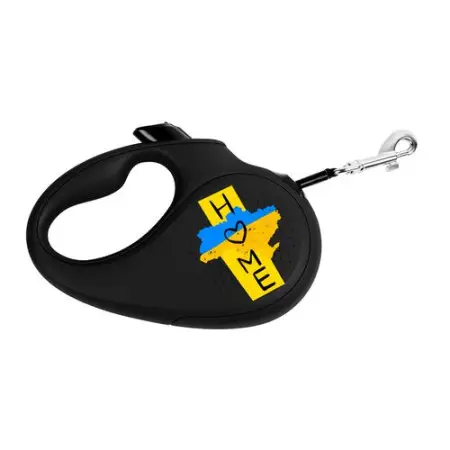 Повідець-рулетка для собак WAUDOG R-leash, малюнок "Дім", S, до 15 кг, 5 м, світловідбиваюча стрічка чорний