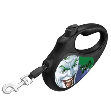 Повідець-рулетка для собак WAUDOG R-leash, малюнок "Джокер Зелений", S, до 15 кг, 5 м, світловідбиваюча стрічка чорний