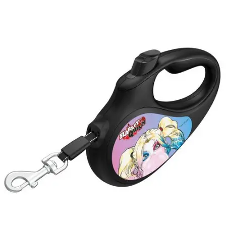 Повідець-рулетка для собак WAUDOG R-leash, малюнок "Харлі Квін", XS, до 12 кг, 3 м, світловідбиваюча стрічка чорний