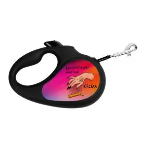 Повідець-рулетка для собак WAUDOG R-leash, малюнок "Конотопські магічні війська", M, до 25 кг, 5 м, світловідбиваюча стрічка чорний