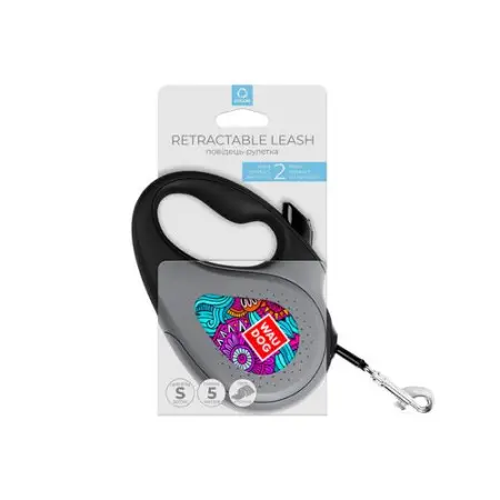 Поводок-рулетка для собак WAUDOG R-leash, рисунок Лето, S, до 15 кг, 5 м, светоотражающая лента черный