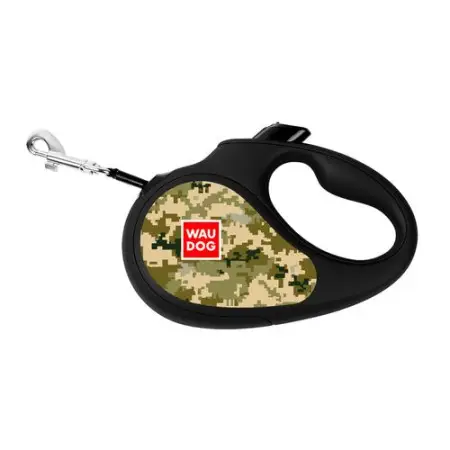 Поводок-рулетка для собак WAUDOG R-leash, рисунок Милитари, M, до 25 кг, 5 м, светоотражающая лента