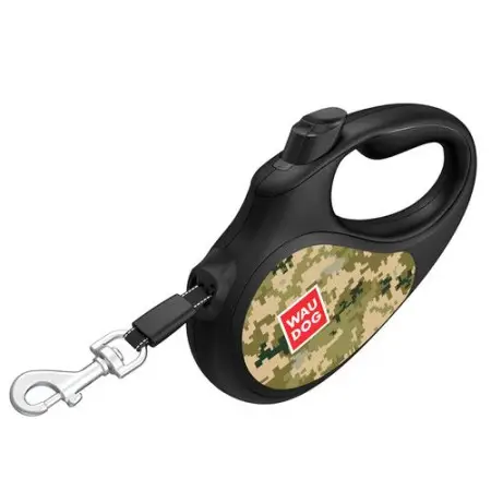 Поводок-рулетка для собак WAUDOG R-leash, рисунок Милитари, XS, до 12 кг, 3 м, светоотражающая лента