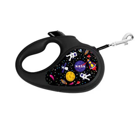 Поводок-рулетка для собак WAUDOG R-leash, рисунок NASA, XS, до 12 кг, 3 м, светоотражающая лента черный